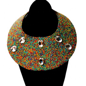 Conjunto de pendientes y collar de hilo de Color antiguo de estilo bohemio hecho a mano bordado colorido cadena de eslabones de moda joyería para fiestas - Product Image 5