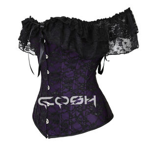 Hauts de fête gothiques à épaules dénudées avec superposition en dentelle pour cosplay - Product Image 3