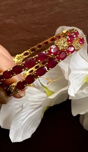 Copper Wholesale <b>Jewellery</b> Kundan Ruby Stone Beaded Gold Plated Metal Fashion <b>Chunky</b> Bangles India Jewelry Wedding - Product Image 2