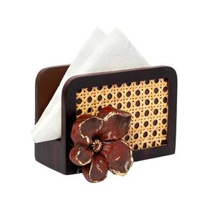 Porte-serviettes en jute brun moderne avec accent floral pour un style de table chic, utilisation à la maison, dans la salle à manger et la cuisine, en provenance d'Inde - Product Image 1