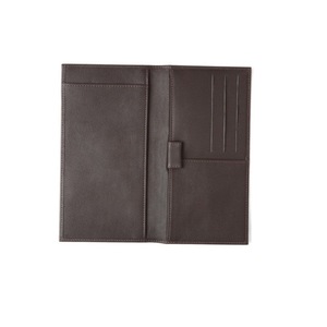 Etui à chéquier d'affaires marron en cuir véritable avec poches pour cartes et cache-chéquier avec boucle pour stylo - Product Image 1