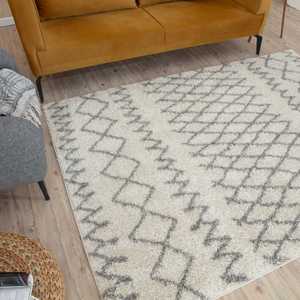 Moroccan Ivory <b>Grey</b> Shaggy <b>Rug</b> 900 for Living Room Bedroom Hallway - Product Image 6
