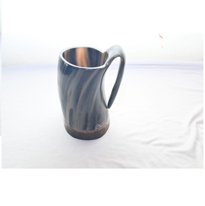 Chope Viking personnalisée en forme de corne à boire, tasse en verre de buffle en agate naturelle, artisanat, technique polie, artisanat animalier - Product Image 1