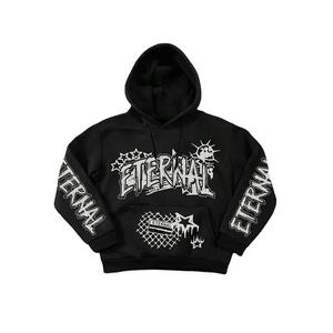 Vente en gros 250g Pull à capuche surdimensionné pour hommes Automne Street Wear Sweat-shirt décontracté noir DTF Logo brodé 2XL - Product Image 1