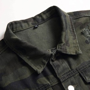Breathable Customized Coated Camouflage Men's Plus Size <b>Denim</b> Bomber <b>Jackets</b> Spring Season Zipper Windproof Vintage Stylish - Product Image 3