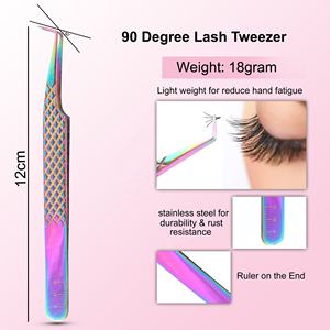 Pince à épiler à pointe en fibre à maintien fort pour marque privée, pince à épiler personnalisée pour extensions de cils, pince à cils en bande, outils pour faux cils - Product Image 1