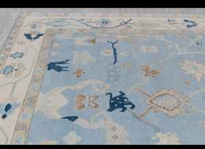 NOEUDS RUG bleu crème haute qualité noué à la main moderne Oushak tapis 5x7 pour salon hôtels chambre à coucher tapis brodé - Product Image 5