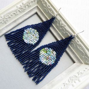 ต่างหูประดับลูกปัดแก้วแท้ทันสมัยทันสมัยต่างหูน้ำหนักเบามีพู่ห้อยสไตล์พื้นเมืองสไตล์โบฮีเมียนสำหรับสาวๆผู้หญิง - Product Image 4