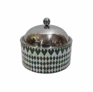 Couvercle en bois et plaqué or en acier inoxydable élégant et durable La casserole ronde en métal parfaite pour toutes les occasions - Product Image 6