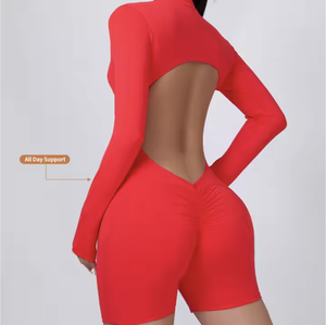 Mono ajustado de alta calidad para mujer, mono transpirable de una pieza para Yoga, body con cremallera para entrenamiento de gimnasio, ropa deportiva al por mayor - Product Image 1