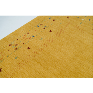 Alfombra Gabbeh de Lana Amarilla Mostaza Anudada a Mano 5x8, Decoración Rústica para el Hogar, Alfombra de Área para Piso, Diseño Acogedor para el Hogar - Product Image 2