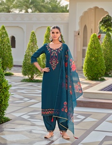 Vêtements occasionnels Milan en soie avec pantalon Kurti travaillé à la main et Dupatta Fabricant de l'Inde au taux le plus bas - Product Image 2
