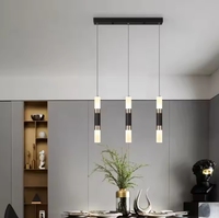 Nordique LED linéaire suspension lumière salle à manger Bar Table bulle givré aluminium longue forme lustre suspendu pour Restaurant