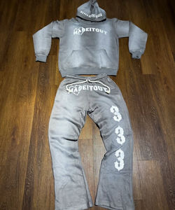 ชุดวอร์มผู้ชายแบบมีฮู้ด ลายพิมพ์ด้านหน้า ประดับคริสตัล ระบายอากาศ กันลม ผ้าฟลีซ สไตล์สตรีทแวร์ ลุคสปอร์ต 100% - Product Image 1