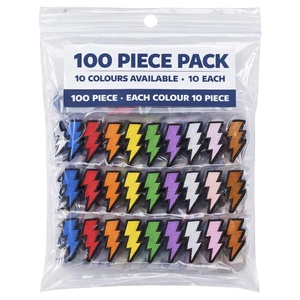 Parches termoadhesivos Lightning Bolt con bordado colorido, 10 colores, 10 de cada color para sombreros, bolsos, chaquetas - Product Image 1
