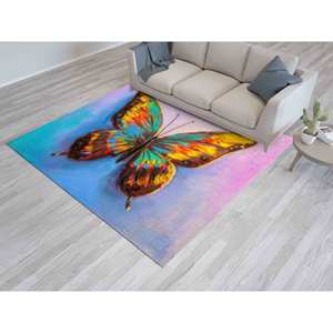 Alfombra con Diseño de Mariposas: Arte Abstracto Colorido, Adorno para Entrada, Alfombra de Chenilla - Product Image 3