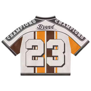 Haute qualité Logo personnalisé Boxy Mesh recadrée Football Jersey Sports Vintage Lâche Hommes Football Football T-shirt pour Hommes - Product Image 2