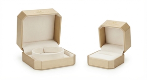 Octagonal Champagne Gold PU Leather Jewelry <b>Box</b> Custom <b>Ring</b> Bangle Bracelet Packaging Storage Cases Bulk - Product Image 3