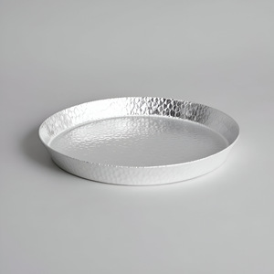 Bandeja redonda de metal seguro de aluminio blanco con asas, de 15 pulgadas servicio elegante, desayuno en la cama, plato de decoración del hogar - Product Image 4