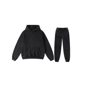 Conjunto de ropa para correr de invierno Unisex Color personalizado 100% algodón polar chándal Sudadera con capucha pantalones Jogger cordón transpirable - Product Image 3