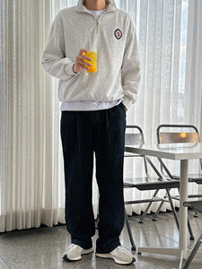 Women Half Zip Pullover Sweatshirt Fall Winter Season Solid Zipper Sweatshirt Stand Collar Knit <b>Tops</b> With Custom Logos - Product Image 6