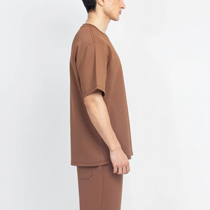 T-shirt pour homme de qualité supérieure, 100% coton tricoté, manches courtes, coupe régulière, épaules tombantes, couleur unie, impression par transfert thermique personnalisée - Product Image 4