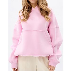 เสื้อฮู้ดดี้ผู้หญิงทรงหลวม แขนยาว ผ้าฝ้ายฟลีซ 100% ระบายอากาศได้ดี แห้งเร็ว มีโลโก้ด้านหน้า สไตล์ลำลองสำหรับฤดูหนาว - Product Image 1