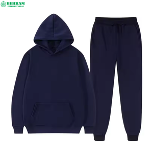 Unisex Distressed <b>Patch</b> Streetwear 100% Cotton Heavyweight Man Sweat Suits Plus Size Two-Piece Set Winter - Product Image 3