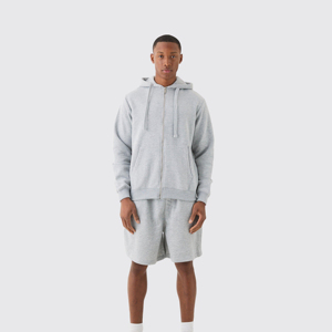 Heavyweight 400 Gsm 100% Cotton Solid <b>Black</b> Zipper <b>Hoodie</b> Regular Fit Winter Thermal with Hooded Collar <b>Plain</b> Dyed for <b>Men</b> - Product Image 5