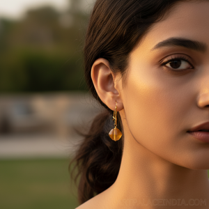 Boucles d'oreilles pendantes en or plaqué avec pierres précieuses pour femmes, bijoux de mode tendance - Product Image 2