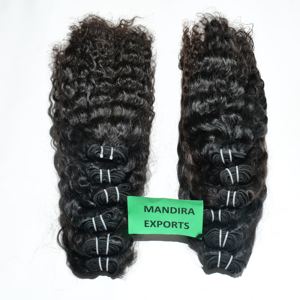 Natural Unprocessed Virgin Vendor Chemical Free <b>Curly</b> Indian Raw Machine Double Weft Temple Human <b>Hair</b> <b>Extensions</b> - Product Image 4