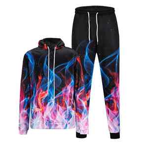 Chándal personalizado de sublimación para hombre, chándal informal de poliéster y algodón de talla grande con cremallera completa para correr, chándal de sublimación de Color sólido para hombre - Product Image 1