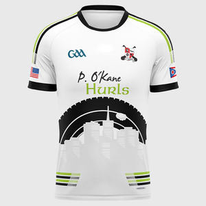 เสื้อฟุตบอล GAA เสื้อฟุตบอลผ้าโพลีเอสเตอร์100% ชุดเล่นฟุตบอลมีโลโก้ด้านหน้าแบบสั้นสีทึบออกแบบได้ตามต้องการ - Product Image 1