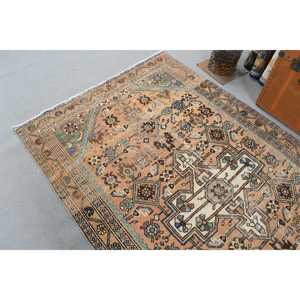 4.5x7.5 ft Turkish Rug, Vintage Area Rug, <b>Brown</b> Blue Patchwork Rug - Product Image 5