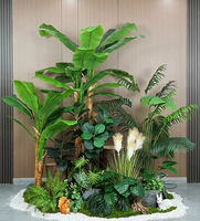 Conjunto de Plantas Artificiales de Estilo Rústico, Margaritas y Plantas Verdes Frescas para Jardín