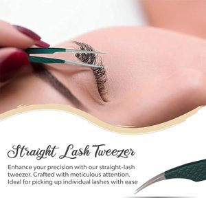 4 pinces à cils en acier inoxydable droites incurvées pour extension de cils professionnelle par Vaslcare - Product Image 5