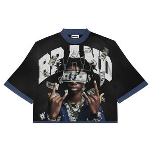 Nouveau Vintage élégant Streetwear recadrée surdimensionné Boxy Fit DTG imprimé graphique T-Shirt pour hommes respirant 100% coton T-shirt - Product Image 5