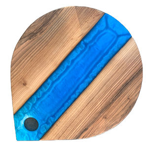 Plateau de service en résine et en bois d'acacia robuste et pratique plateau rond en bois naturel noyer planches à charcuterie - Product Image 1