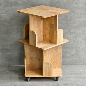 Étagère à livres mobile compacte à 2 niveaux en bois KS68199 - pour salon, installation facile sur pied - Product Image 4