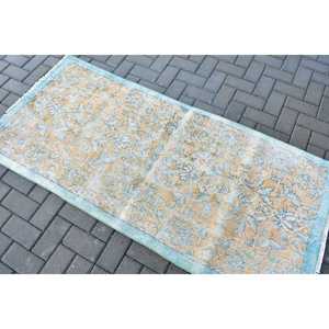 Alfombra Turca de 3x6.3 pies, Alfombra Azul Vintage de Estilo Suroeste - Product Image 4