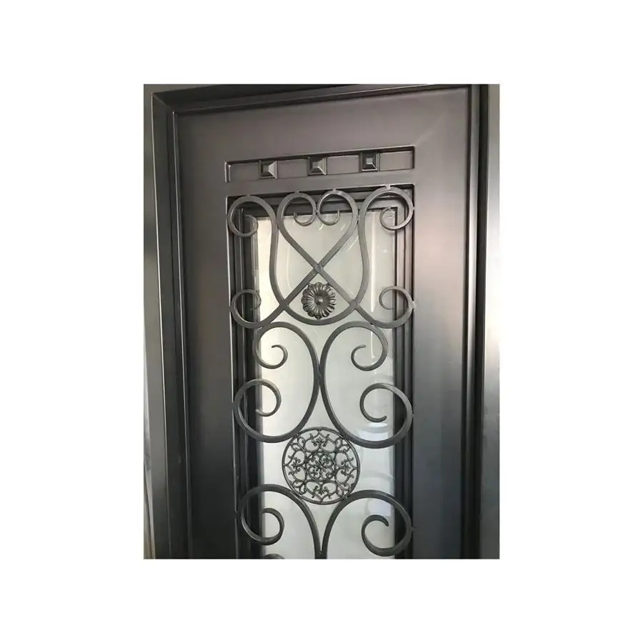 Кованая железная дверь, новый дизайн, роскошные передние двери для дома, стальная медная дверь со стеклянным железным узором, модель