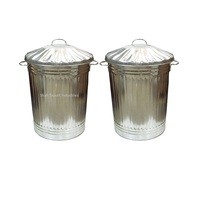 Poubelle en métal galvanisé robuste pour la maison et le jardin Poubelles en métal fait à la main avec couvercle