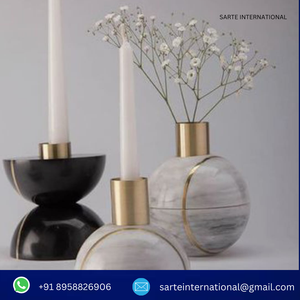 Bougeoir en pierre de marbre naturel moderne fait à la main taille personnalisée pour la décoration de la maison et du mariage pots de bougie de qualité Standard - Product Image 6