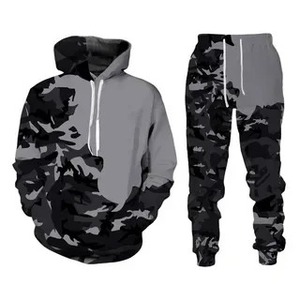 Conjunto Deportivo de Invierno para Hombre, Camuflaje, Ecológico, Estampado 3D, 2 Piezas, Sudadera con Capucha y Pantalones, Ajuste Regular, Ropa Deportiva Informal para Exteriores, 100% - Product Image 4