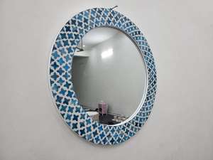 Miroir mural ovale moderne fait main avec incrustations d'os, tendance, décoration d'intérieur, réflecteur en verre clair, tendance - Product Image 5