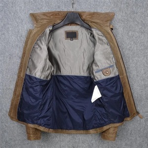 Chaqueta de moto de cuero genuino de alta calidad para hombre, estilo Vintage de calle alta, cierre de cremallera, tela de lona gruesa para invierno - Product Image 3