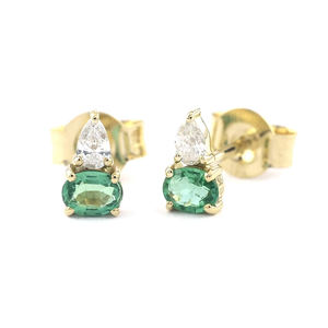 Wholesale Supplier Oval Natural <b>Emerald</b> Pear Real Diamond 18k Solid Gold <b>Stud</b> <b>Earrings</b> for Women - Product Image 1