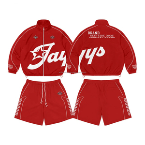 ชุดเซ็ตแจ็คเก็ตและกางเกงขาสั้นแบบสตรีทแวร์ลายปะติดปะต่อ  ผ้าบาง  สองชิ้น  ซิปหน้า  ไนลอน โพลีเอสเตอร์  สำหรับผู้ชาย  กันลม - Product Image 3