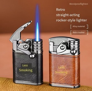 Briquet torche vintage à flamme jet, en métal, rechargeable au butane, coupe-vent, pour cigarettes, logo personnalisé, vente en gros en vrac - Product Image 5