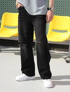 กางเกงยีนส์ขาบานของผู้ชายกางเกงยีนส์ขาดๆระบายอากาศได้ดีดีไซน์ใหม่ขากว้างสไตล์ฮิปฮอปทรงหลวม - Product Image 5